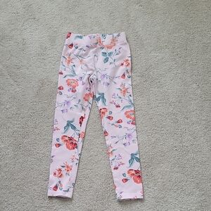 Girls' Pink Floral Leggings - Soft Stretch Kids Bottoms